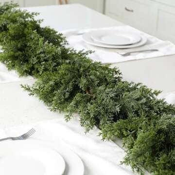 Yungyan 2 Pcs 6 ft Deluxe Christmas Cedar Garland Upgrade Encrypted Artificial Cedar Garland Green Realistic Faux Cedar Garland for Home Indoor Xmas Holiday Mantle Fireplace Party Decoration