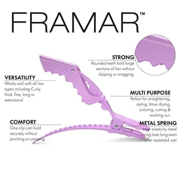 FRAMAR Pastel Alligator Hair Clips 10 Pack Salon Quality