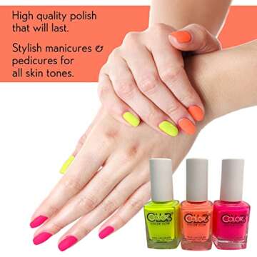 Color Club Neon Warm Gel Polish Set - 3 Shades for Salon-Quality Manicures and Art