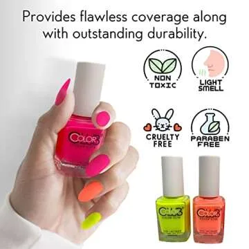 Color Club Neon Warm Gel Polish Set - 3 Shades for Salon-Quality Manicures and Art