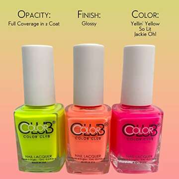 Color Club Neon Warm Gel Polish Set - 3 Shades for Salon-Quality Manicures and Art
