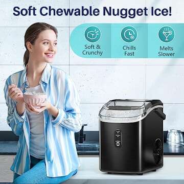 Nugget Ice Maker Countertop, FREE VILLAGE Pebble Ice Maker Machine, 33Lbs/Day, Self-Cleaning & Quiet...