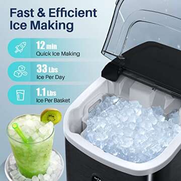 Nugget Ice Maker Countertop - Self-Cleaning and Quiet Ice Machine