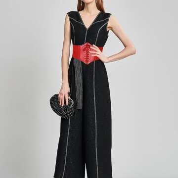 CHIC DIARY Women’s Elastic Costume Waist Belt Lace-up Tied Waspie Corset Belts for Women Halloween...