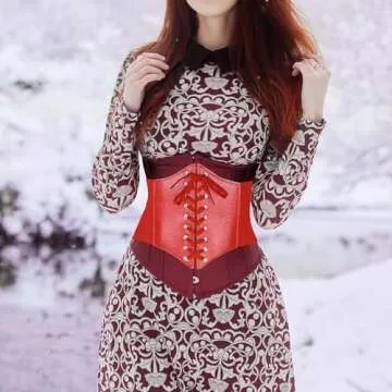 CHIC DIARY Women’s Elastic Costume Waist Belt Lace-up Tied Waspie Corset Belts for Women Halloween (Red)