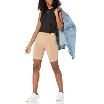 The Drop Women's Jeannie High Rise Mid Length Bike Short, Praline, XXS