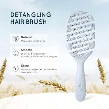 Ecoed Hair Brush, Vented Detangling Brush for Smooth Hair, Eco-Friendly Design