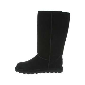 BEARPAW Women's Elle Tall Black Size 8 | Women's Boot Classic Suede | Women's Slip On Boot | Comfortable Winter Boot