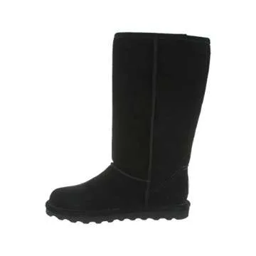 BEARPAW Women's Elle Tall Black Size 8 | Women's Boot Classic Suede | Women's Slip On Boot | Comfortable Winter Boot