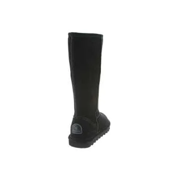 BEARPAW Women's Elle Tall Black Size 8 | Women's Boot Classic Suede | Women's Slip On Boot | Comfortable Winter Boot
