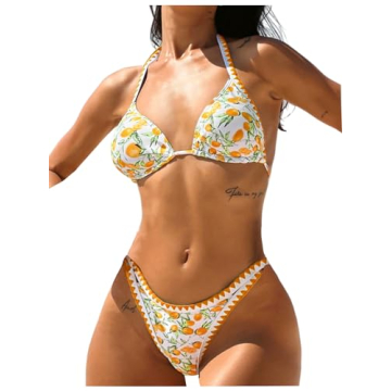 GORGLITTER Women's Cheeky Fruit Print Bikini Set - Swimwear Essentials for Summer Fun