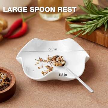 Mfacoy Spoon Rest for Stove Top, 5.3 Inch Ceramic Spoon Holder for Kitchen Counter, Coffee Spoon Hol...
