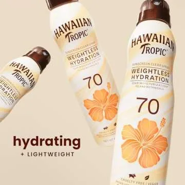 Hawaiian Tropic Weightless Hydration Clear Spray Sunscreen SPF 70, 6oz | Hawaiian Tropic Sunscreen S...