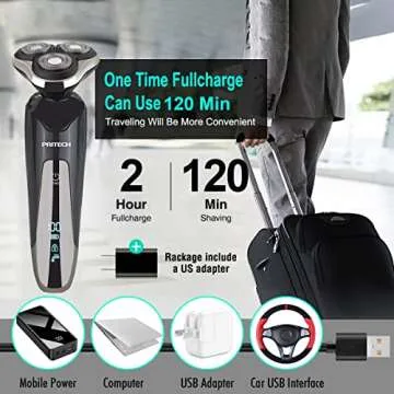 Rechargeable Electric Razor for All Men - Pritech 3-in-1 Grooming