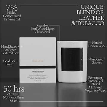 Luxury ESNA HOME Leather & Tobacco Candle for Gifting