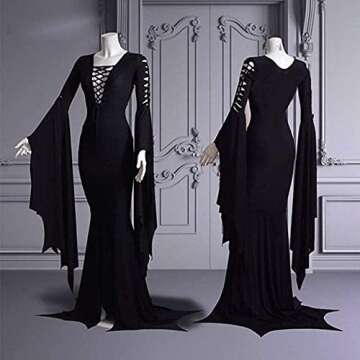 Women's Morticia Floor Dress Costume Adult Women Gothic Witch Vintage Dress