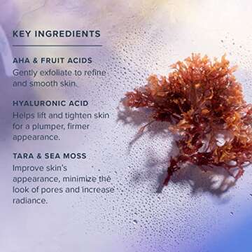 HERITAGE STORE Aura Glow Facial Mask, Brightening & Refining Treatment, All Skin Types, Exfoliating Gel Mask with AHA & Fruit Acids, Hyaluronic Acid, Sea Moss & Clear Quartz, Vegan, Paraben Free, 2oz