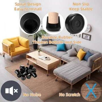 1" Chair Leg Tips Caps, Non-Slip Rubber Leg Tips, Stool Leg Protectors Cap, Folding Metal Chair Leg Tip Replacement, Chair Leg Floor Protectors Round Black, 12 Pack