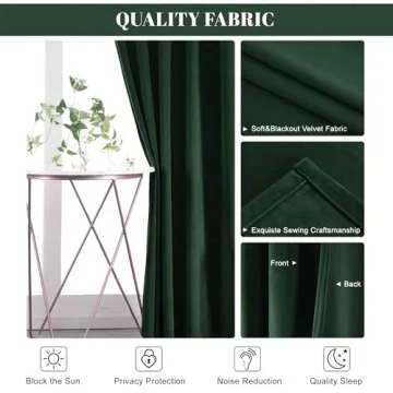 nanbowang Dark Green Velvet Curtains - 42 Inches Width 63 Inches Long Soft Curtains Rod Pocket Thermal Insulated Curtains Window Treatment for Bedroom 2 Panels