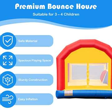 Costzon Inflatable Water Slide, 7 in 1 Jungle Water Park w/Two Slides, Jumping Area, 950w Blower, Climbing Wall, Basketball Rim, Large Splash Pool, Water Cannon, Bounce House for Kids