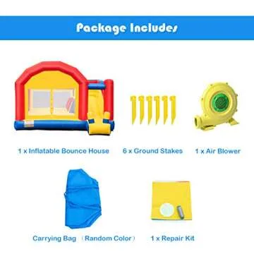 Costzon Inflatable Water Slide, 7 in 1 Jungle Water Park w/Two Slides, Jumping Area, 950w Blower, Climbing Wall, Basketball Rim, Large Splash Pool, Water Cannon, Bounce House for Kids