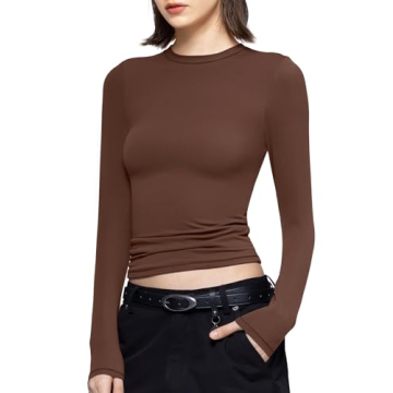 PUMIEY Women's Slim Fit Long Sleeve Crew Neck Top