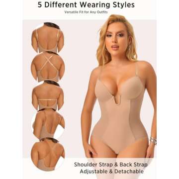 JOYSHAPER Backless Shapewear Bodysuit for Women Tummy Control U Plunge bra Briefs Body Shaper Built in Bra