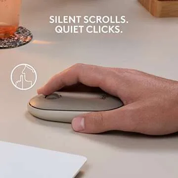 Logitech Pebble Wireless Mouse with Bluetooth or 2.4 GHz Receiver, Silent, Slim Computer Mouse with Quiet Clicks, for Laptop/Notebook/iPad/PC/Mac/Chromebook - Sand