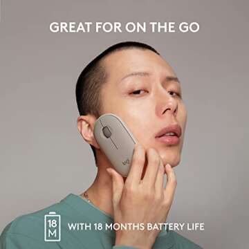 Logitech Pebble Wireless Mouse with Bluetooth or 2.4 GHz Receiver, Silent, Slim Computer Mouse with Quiet Clicks, for Laptop/Notebook/iPad/PC/Mac/Chromebook - Sand