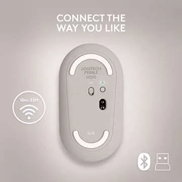 Logitech Pebble Wireless Mouse with Bluetooth or 2.4 GHz Receiver, Silent, Slim Computer Mouse with Quiet Clicks, for Laptop/Notebook/iPad/PC/Mac/Chromebook - Sand