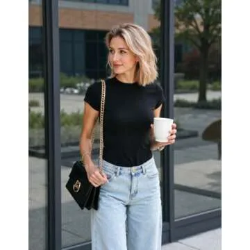 PATTERN HOUR Women's T-Shirt Bodysuit Short Sleeve Mousse Series Basic Crew Neck Tee Top