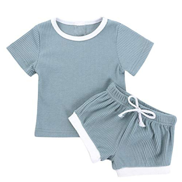 Stylish Newborn Baby Ribbed Summer Outfit Set 2PCS
