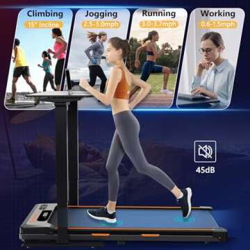 AIRHOT Walking Pad with Incline, 4 in 1 Under Desk Treadmill for Walking and Jogging, Portable Walking Treadmill with Remote Control Lanyard for Home, 2.5HP Low-Noise Desk Treadmill in LED Display