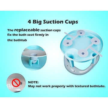 Safe Baby Bath Seat with Non-slip Mat and Suction Cups