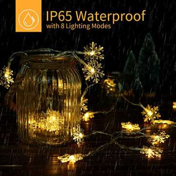 Brightown Solar Christmas Snowflake String Lights 100 LED 39 FT Outdoor Waterproof Fairy Lights with 8 Lighting Modes for Wedding, Party, Tree, Room, Garden, Patio, Yard, Home, Warm White