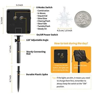 Brightown Solar Christmas Snowflake String Lights 100 LED 39 FT Outdoor Waterproof Fairy Lights with 8 Lighting Modes for Wedding, Party, Tree, Room, Garden, Patio, Yard, Home, Warm White