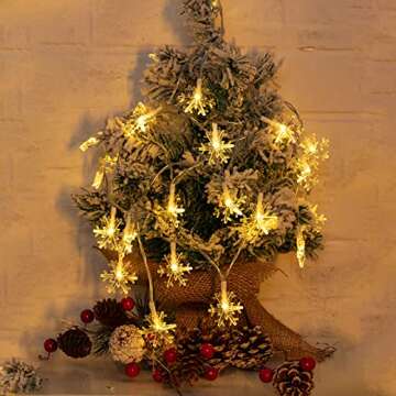 Brightown Solar Christmas Snowflake String Lights 100 LED 39 FT Outdoor Waterproof Fairy Lights with 8 Lighting Modes for Wedding, Party, Tree, Room, Garden, Patio, Yard, Home, Warm White