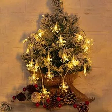 Brightown Solar Christmas Snowflake String Lights 100 LED 39 FT Outdoor Waterproof Fairy Lights with 8 Lighting Modes for Wedding, Party, Tree, Room, Garden, Patio, Yard, Home, Warm White