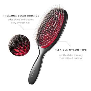 MISEL Professional Boar Bristle Hair Brush for Women and Men | Detangles All Natural Hair Types and ...