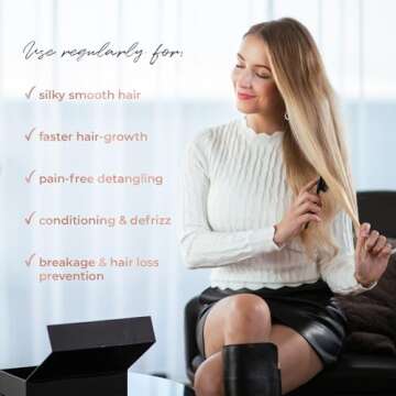 MISEL Professional Boar Bristle Hair Brush for Women and Men | Detangles All Natural Hair Types and Hair Extensions | Reduces Breakage | Great for Wavy and Straight Hair | Salon-Approved | Large