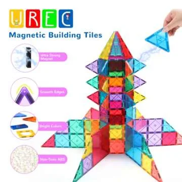 UREC Magnetic Tiles Kids Toys STEM Magnet Toys Kids Games Magnetic Blocks Building Toys Preschool Learning Sensory Montessori Toys for 3+ Year Old Boys and Girls, Sturdy Toddler Toys