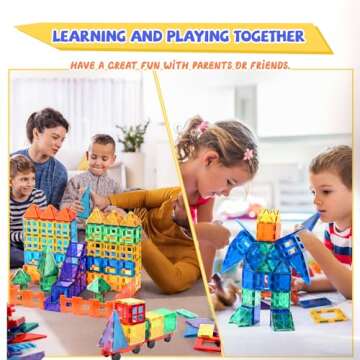 UREC Magnetic Tiles Kids Toys STEM Magnet Toys Kids Games Magnetic Blocks Building Toys Preschool Learning Sensory Montessori Toys for 3+ Year Old Boys and Girls, Sturdy Toddler Toys