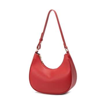 WSRYDJDL Crescent Shoulder Bags for Women Cute Hobo Tote Handbag Under the Arm Purses Mini Clutch Pu...