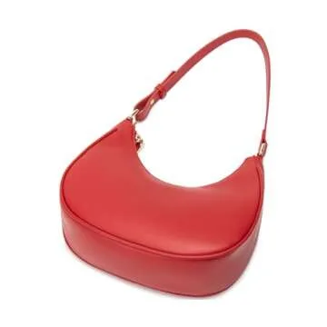 WSRYDJDL Crescent Shoulder Bags for Women Cute Hobo Tote Handbag Under the Arm Purses Mini Clutch Purse with Zipper Closure (Red)