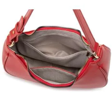 WSRYDJDL Crescent Shoulder Bags for Women Cute Hobo Tote Handbag Under the Arm Purses Mini Clutch Purse with Zipper Closure (Red)