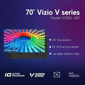 VIZIO 70-inch V-Series Class 4K UHD Smart TV, Dolby Vision, HDR10+, IQ Active, V-Gaming Engine, with Airplay and Chromecast Built-in + Free Wall Mount (No Stand) - V705M-K03 (Renewed)