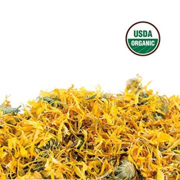 Calendula Tea 1LB (16Oz) 100% CERTIFIED Organic Whole Flower Calendula Herbal Tea (Calendula Officinalis), Caffeine Free in 1 lbs. Bulk Resealable Kraft BPA free Bags from U.S. Wellness