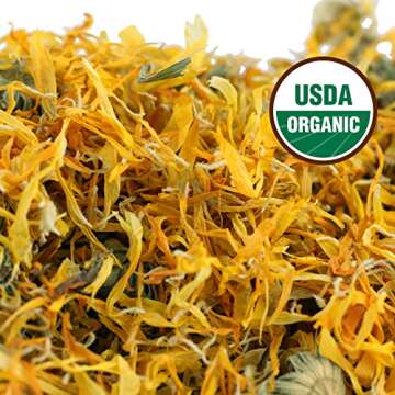 Calendula Tea 1LB (16Oz) 100% CERTIFIED Organic Whole Flower Calendula Herbal Tea (Calendula Officinalis), Caffeine Free in 1 lbs. Bulk Resealable Kraft BPA free Bags from U.S. Wellness