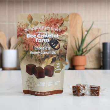 Bee Grateful Farm Honey Caramels - 100% Honey Sweetened - Soft Caramel Candy - Organic Ingredients, ...