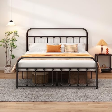 Closadin Classic Metal Platform Bed Frame with Headboard and Footboard